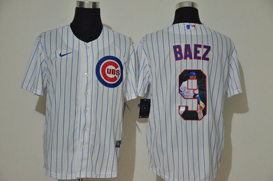 Cubs 9 Javier Baez White Nike Cool Base Player Jersey