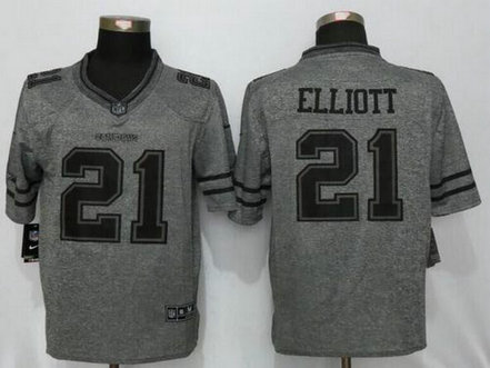 Dallas Cowboys #21 Ezekiel Elliott Gray Gridiron Nike NFL Limited Jersey Dallas Cowboys #21 Ezekiel Elliott Gray Gridiron Nike NFL Limited Jersey