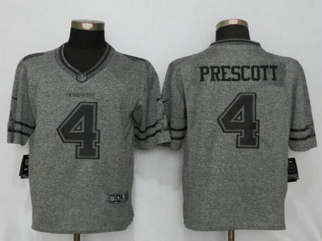 Dallas Cowboys #4 Dak Prescott Gray Gridiron Nike NFL Limited Jersey