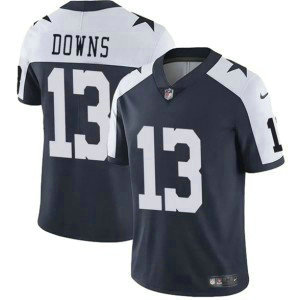 Dallas Cowboys 13 Caleb Downs Navy White Thanksgiving 2026 Draft Vapor Limited Men Jersey