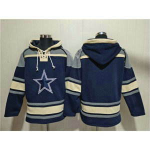 Dallas Cowboys Blank Navy Ageless Must-Have Lace-Up Pullover Hoodie Dallas Cowboys Blank Navy Ageless Must-Have Lace-Up Pullover Hoodie