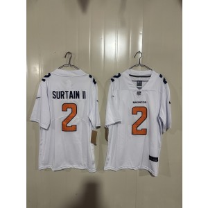 Denver Broncos 2 Pat Surtain II White Orange Vapor Limited Men Jersey