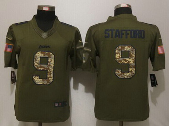 Detroit Lions #9 Matthew Stafford Green Salute To Service 2015 NFL Nike Limited Men's Jersey