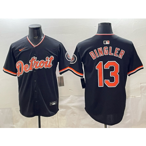 Detroit Tigers 13 Dingler Black Cool Base Men Jersey