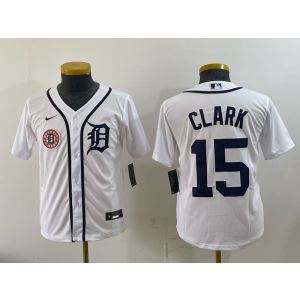 Detroit Tigers 15 Clark White Youth Jersey