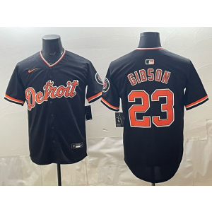 Detroit Tigers 23 Gibson Black Cool Base Men Jersey