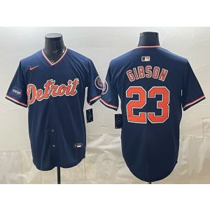 Detroit Tigers 23 Gibson Navy Cool Base Men Jersey