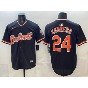 Detroit Tigers 24 Cabrera Black Cool Base Men Jersey