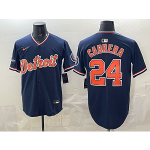 Detroit Tigers 24 Cabrera Navy Cool Base Men Jersey