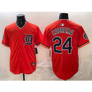 Detroit Tigers 24 Cabrera Orange Cool Base Men Jersey