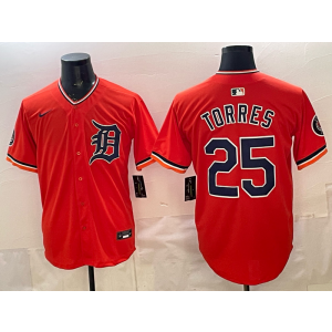 Detroit Tigers 25 Torres Orange Cool Base Men Jersey