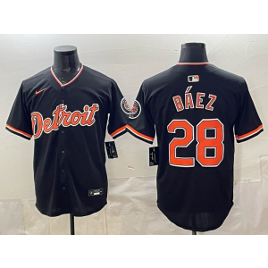 Detroit Tigers 28 Baez Black Cool Base Men Jersey