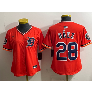 Detroit Tigers 28 Baez Orange Cool Base Women Jersey