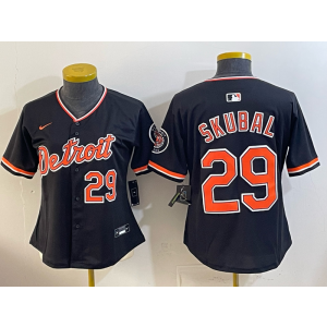 Detroit Tigers 29 Skubal Black Cool Base Women Jersey