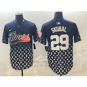 Detroit Tigers 29 Skubal Navy Baseball Men Jersey
