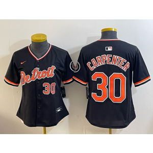 Detroit Tigers 30 Carpenter Black Cool Base Women Jersey