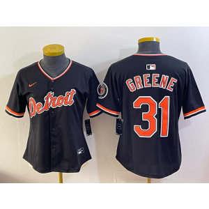 Detroit Tigers 31 Greene Black Cool Base Women Jersey