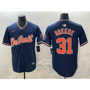 Detroit Tigers 31 Greene Navy Cool Base Men Jersey