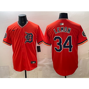 Detroit Tigers 34 Lemon Orange Cool Base Men Jersey