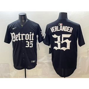 Detroit Tigers 35 Verlander Black Cool Base Men Jersey