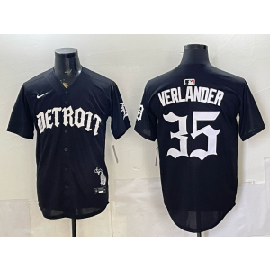 Detroit Tigers 35 Verlander Black Gothic Cool Base Men Jersey Detroit Tigers 35 Verlander Black Gothic Cool Base Men Jersey