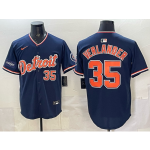 Detroit Tigers 35 Verlander Navy Cool Base Men Jerseys