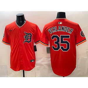 Detroit Tigers 35 Verlander Orange Cool Base Men Jersey 1