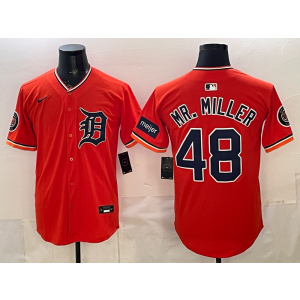 Detroit Tigers 48 Mr.Miller Orange Cool Base Men Jersey