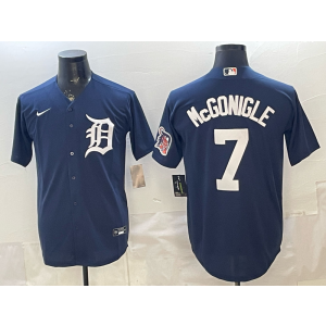 Detroit Tigers 7 McGonigle Navy Cool Base Men Jersey