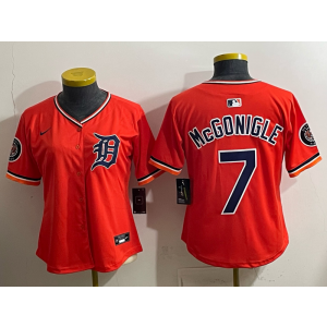 Detroit Tigers 7 McGonigle Orange Cool Base Women Jersey