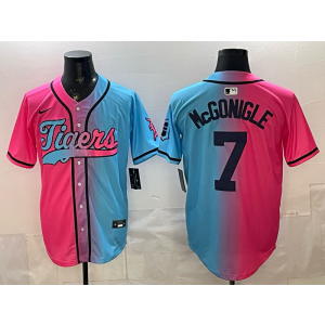 Detroit Tigers 7 McGonigle Red Blue Drift Cool Base Men Jersey