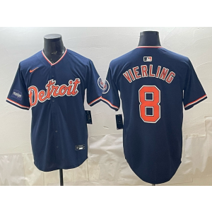 Detroit Tigers 8 Vierling Navy Cool Base Men Jersey