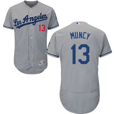 Dodgers #13 Max Muncy Grey Flexbase Authentic Collection Stitched MLB Jersey