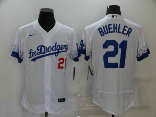 Dodgers 21 Walker Buehler White 2021 City Connect Flexbase Jersey