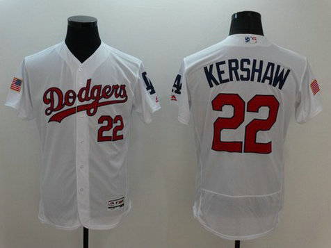Dodgers 22 Clayton Kershaw White Fashion Stars & Stripes Flexbase Jersey
