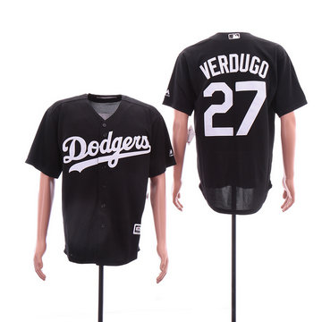 Dodgers 27 Alex Verdugo Black Cool Base Jersey