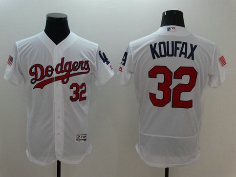 Dodgers 32 Koufax White Fashion Stars & Stripes Flexbase Jersey