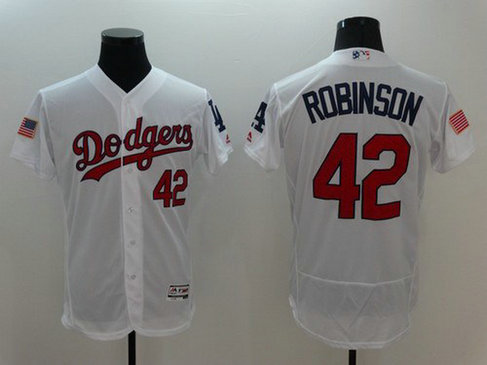 Dodgers 42 Robinson White Fashion Stars & Stripes Flexbase Jersey