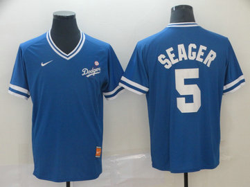 Dodgers 5 Corey Seager Royal Throwback Jersey