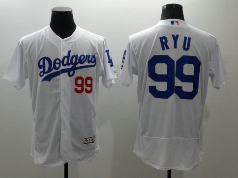 Dodgers 99 Hyun-Jin Ryu White Flexbase Jersey