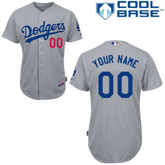 Dodgers Grey Customized Men Cool Base Jersey
