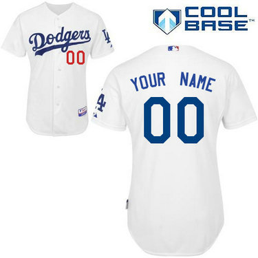 Dodgers White Customized Men Cool Base Jersey