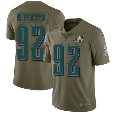 Eagles #92 Reggie White Olive Men's Stitched Football Limited 2017 Salute To Service Jersey