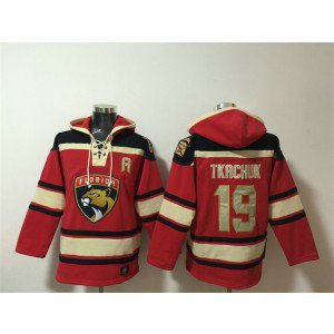 Florida Panthers 19 Matthew Tkachuk Red Lace-Up Pullover Hoodie