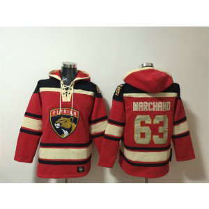Florida Panthers 63 Brad Marchand Red Lace-Up Pullover Hoodie