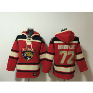 Florida Panthers 72 Sergei Bobrovsky Red Lace-Up Pullover Hoodie