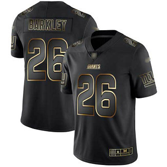 Giants #26 Saquon Barkley Black Gold Men's Stitched Football Vapor