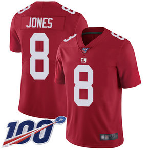 Giants #8 Daniel Jones Red Alternate Men's Stitched Football 100th