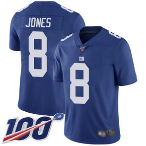 Giants #8 Daniel Jones Royal Blue Team Color Men's Stitched Football