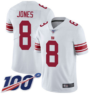 Giants #8 Daniel Jones White Men's Stitched Football 100th Season